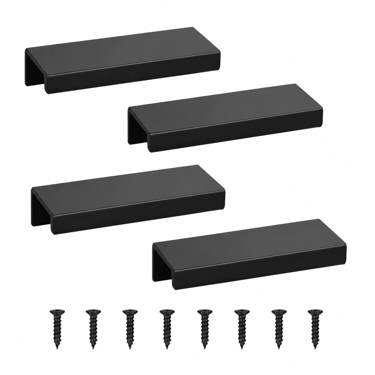 4er Set Versteckte Schrankgriffe aus Aluminium, Unsichtbare Küchengriffe, Schwarz, 8 cm
