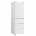 Stella Trading SPICE Hohe Badezimmerschrank Weiß Hochglanz mit Schubladen - Viel Stauraum, Kompakte Größe 40x134x32 cm