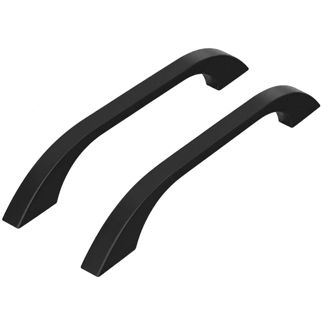 LONTAN 10x Schwarze Möbelgriffe, 128mm Bohrloch, Modern Gebogen für Küchenschränke