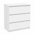 Weiße CDF Kommode mit drei Schubladen für Wohnzimmer und Schlafzimmer, viel Stauraum, Kleiderschrank-Organizer, Maße 40T x 70B x 75H cm