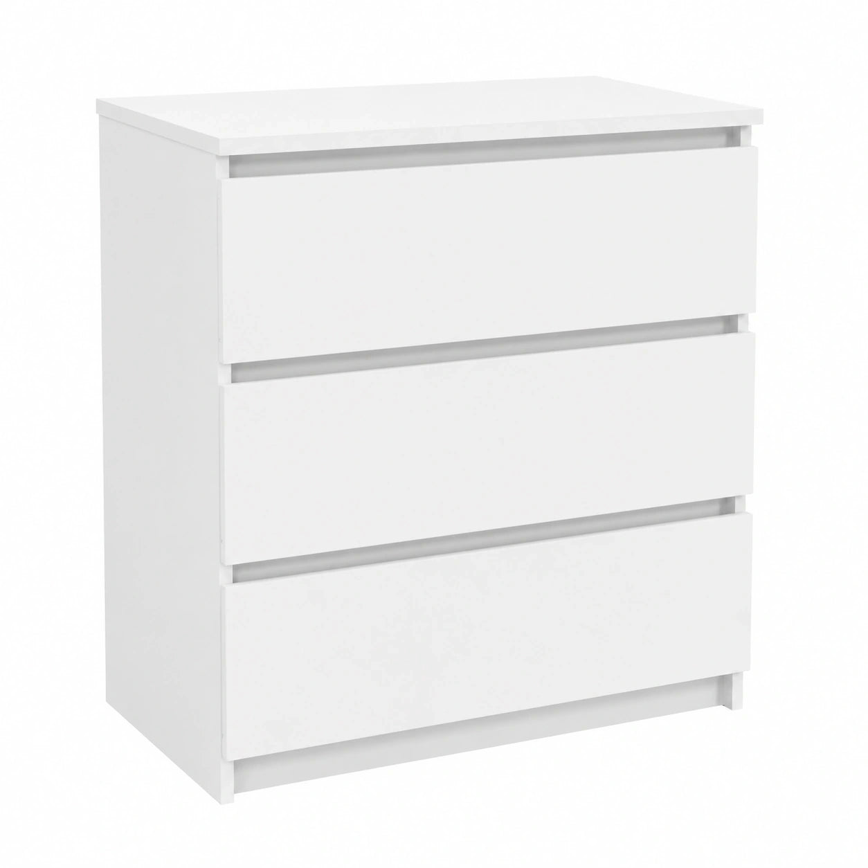 Weiße CDF Kommode mit drei Schubladen für Wohnzimmer und Schlafzimmer, viel Stauraum, Kleiderschrank-Organizer, Maße 40T x 70B x 75H cm