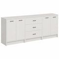 Hochglanz Sideboard Weiß 210 cm mit Schubladen für Wohnzimmer und Schlafzimmer