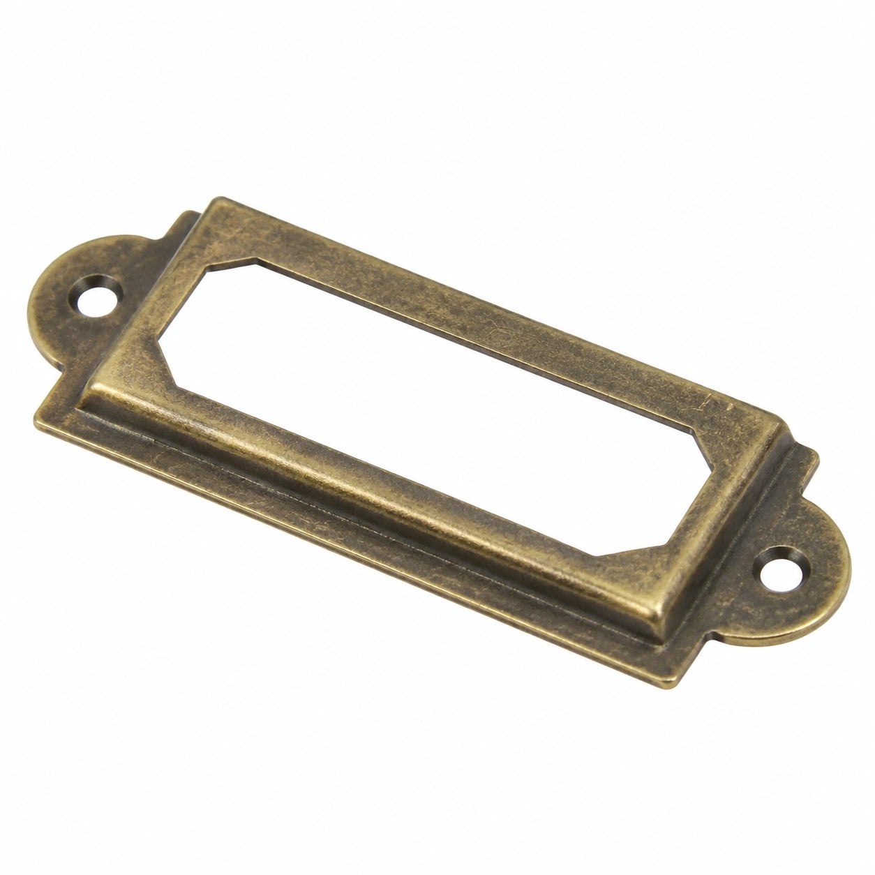50er Set Metallkartenhalter für antike Möbel- und Apothekerschränke, inklusive Schrauben, 60x17mm, Antik-Kupfer
