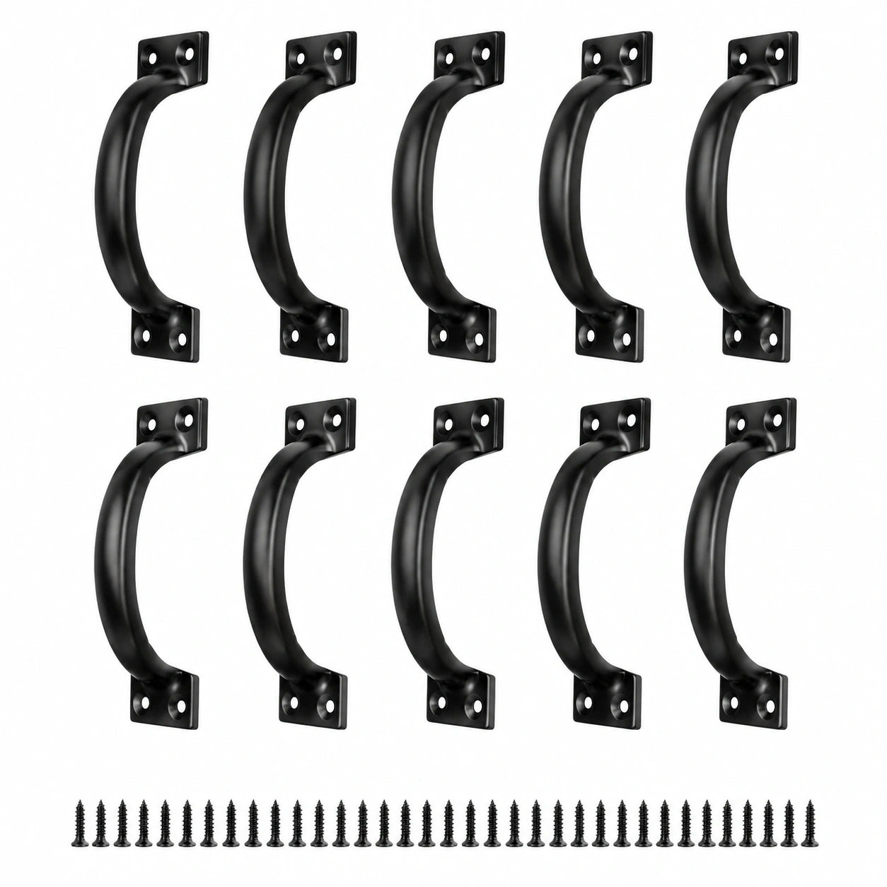 TIANLIN Möbelgriffe Set, 10er Pack in Schwarz, Gusseisen D-Griffe mit 100 mm Abstand, Inklusive 40 Schrauben, Ideal für Küche, Schubladen, Türen und Möbel