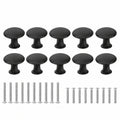 Schwarze Möbelknöpfe 30mm, Vintage-Design, Set mit 10 Knöpfen inkl. Schrauben für Schubladen, Schränke und Küchenschränke