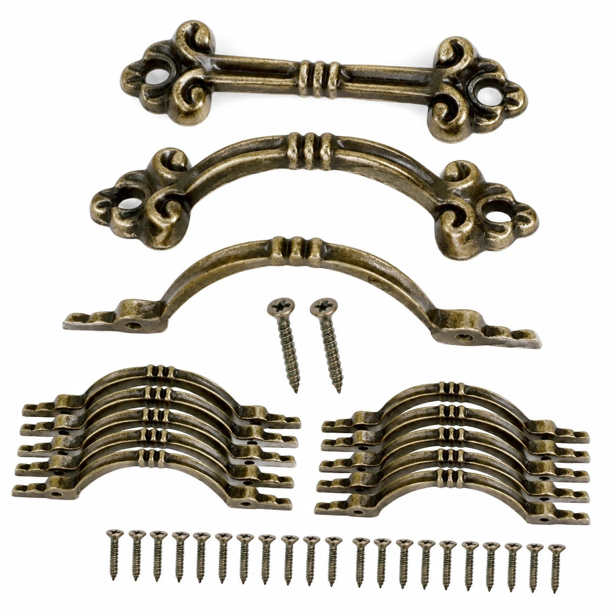 Fuxxer® Set aus 12 antiken Mini-Möbelgriffen, geeignet für Schränke, Boxen und Schubladen, Antik-Bronze, 4,8 x 1,4 cm