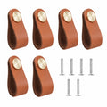 6er-Set Premium Ledergriffe für Möbel, Handgefertigt, 14 x 2,5 cm, Ideal für Schubladen und Schränke