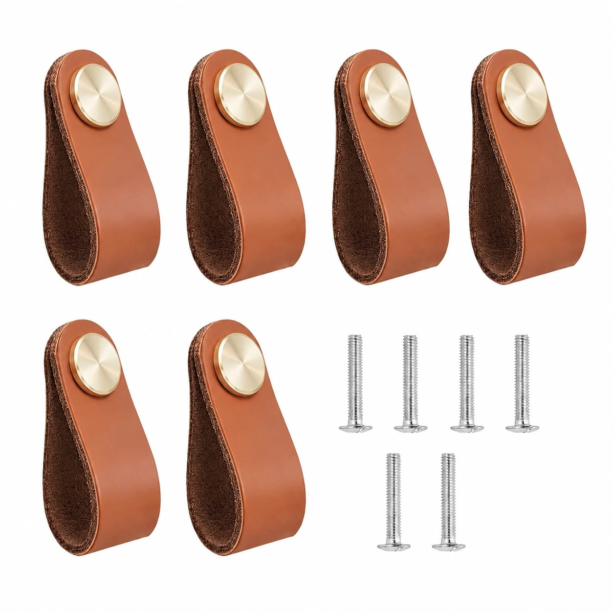 6er-Set Premium Ledergriffe für Möbel, Handgefertigt, 14 x 2,5 cm, Ideal für Schubladen und Schränke