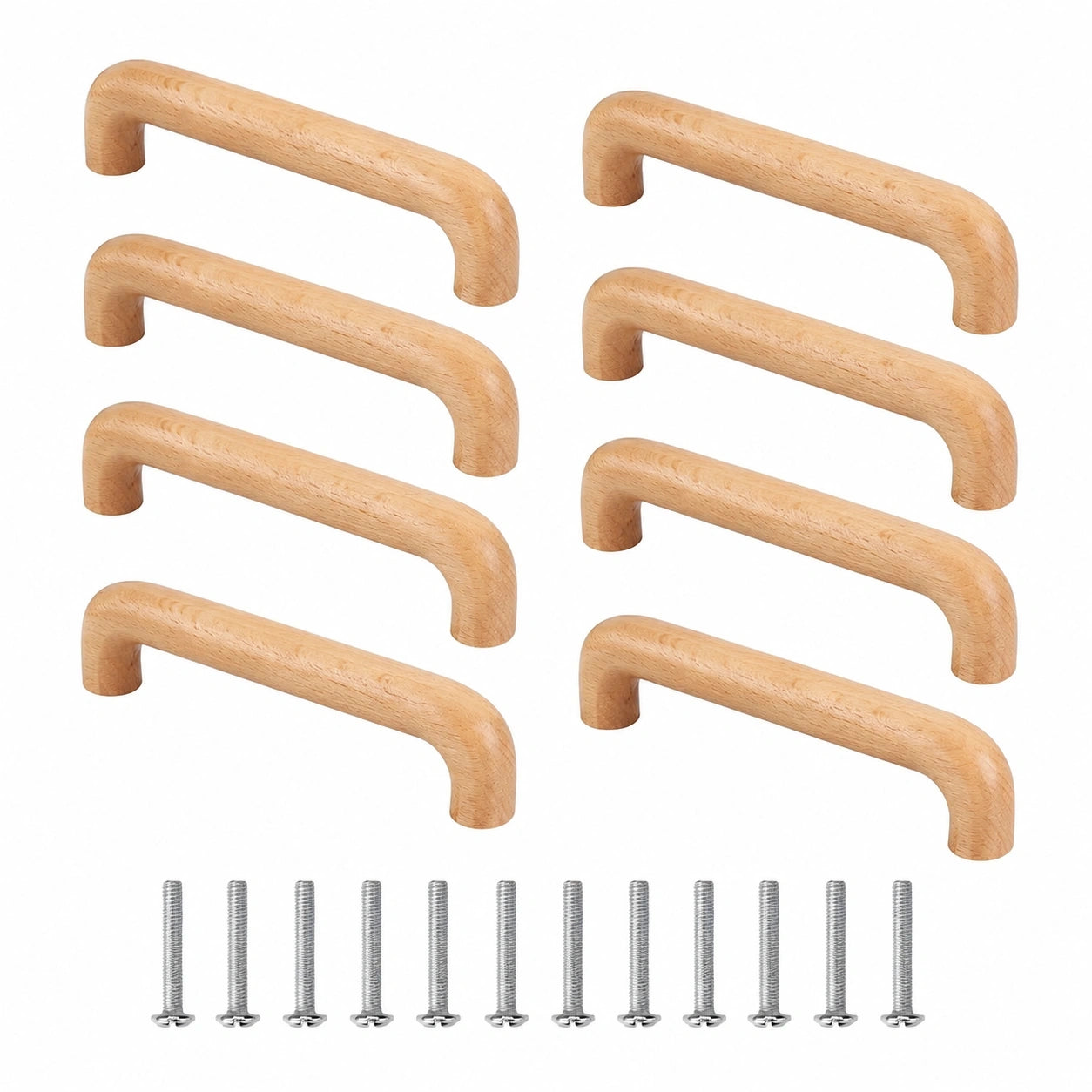8er Set Holzschrankgriffe, Möbelgriffe 128 mm Abstand, inklusive Schrauben, Türgriffe für Schränke und Schubladen
