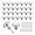 24er Set Edelstahl Möbelknöpfe rund, Schubladen- und Schrankgriffe, 30x23mm, Silber
