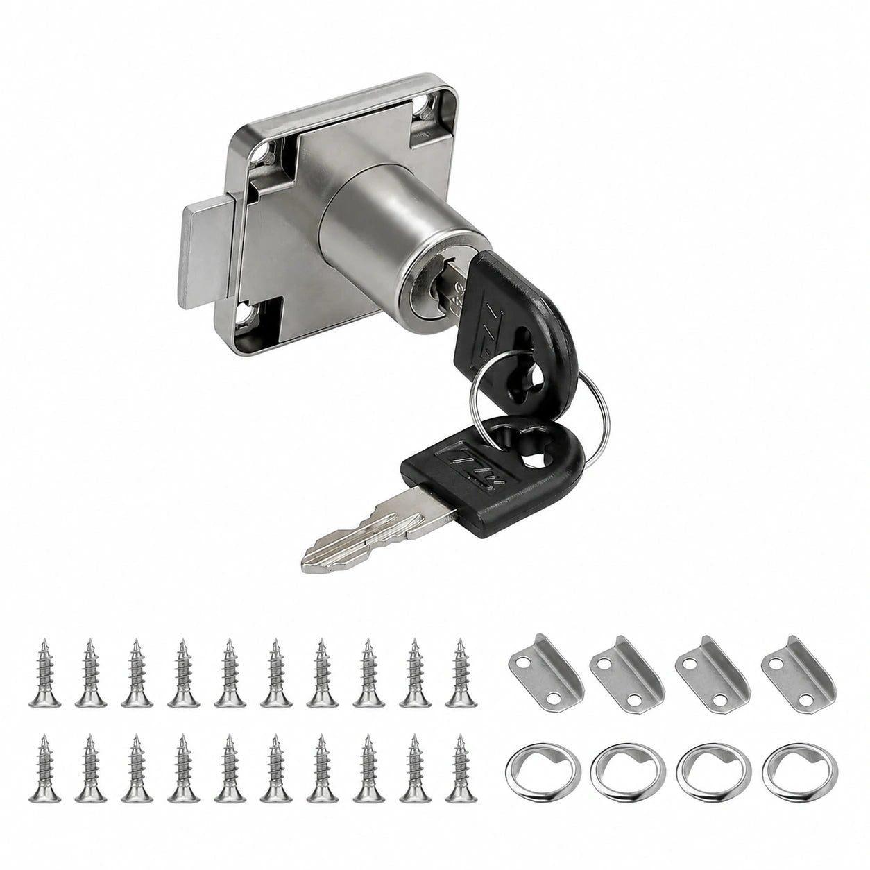 Möbelschloss Set mit 4 Schlössern aus Edelstahl, 22mm Nockenschloss, inklusive Schlüssel für Schrank und Schublade