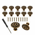 12er-Set Vintage Schrankknöpfe - Retro Bronze 30mm mit Blumenmuster, inklusive Schrauben und Schraubendreher, ideal für Schubladen und Kleiderschränke