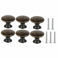 Antike Schrankknöpfe aus Bronze, 6er Set, 30 mm Runde Möbelgriffe für Schubladen und Schränke