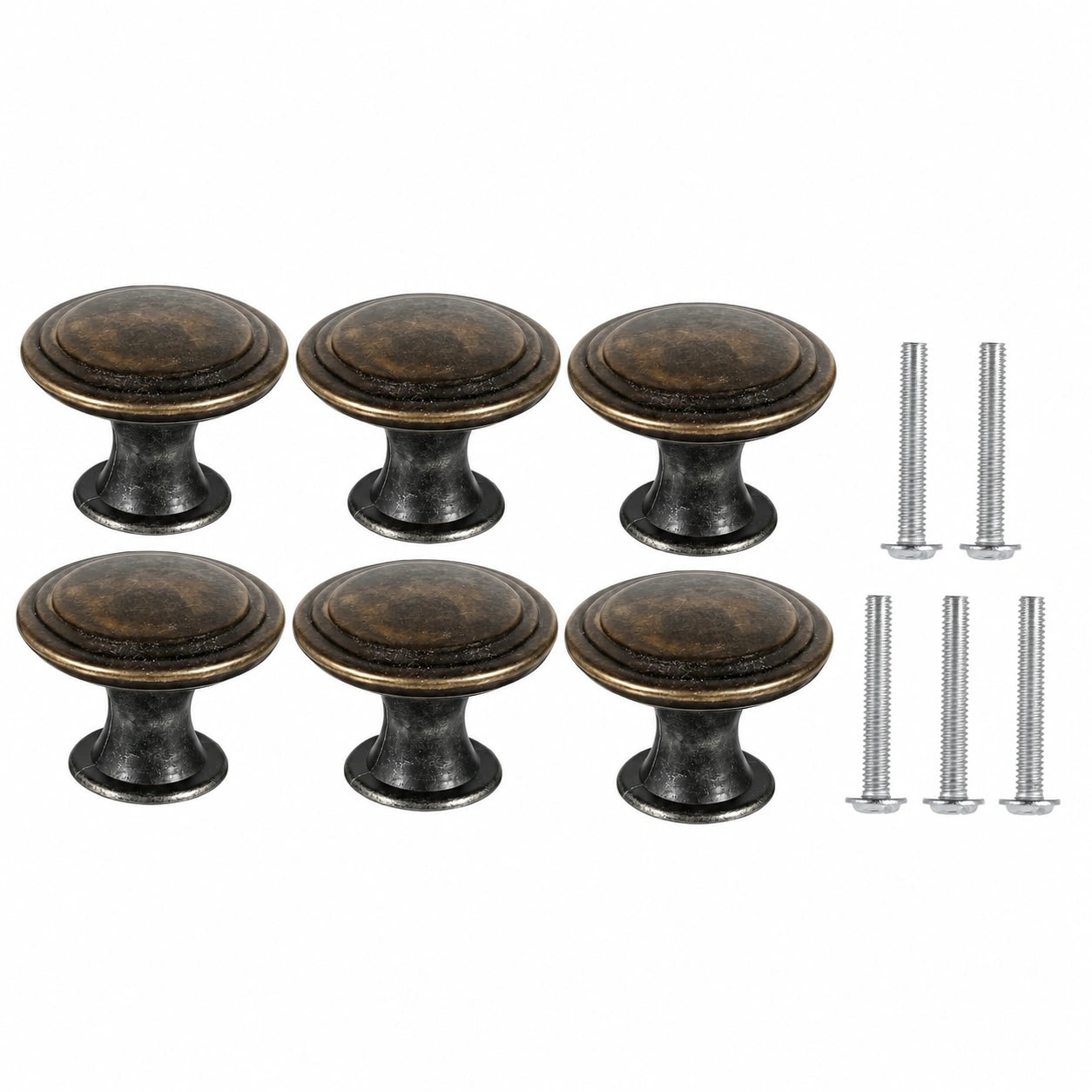 Antike Schrankknöpfe aus Bronze, 6er Set, 30 mm Runde Möbelgriffe für Schubladen und Schränke